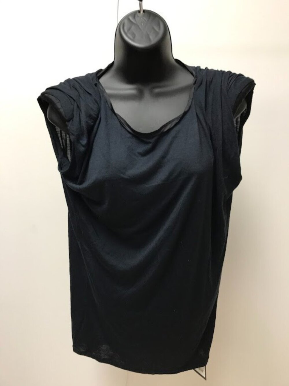 NWT LANVIN PARIS 100% SILK Draped Layer Sleeveless Blouse Black XS